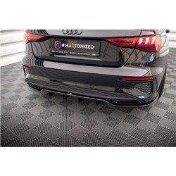 Maxton - Arriere Lame (avec une barre verticale) Audi A3 S-Line Sedan 8Y Noir Brillant