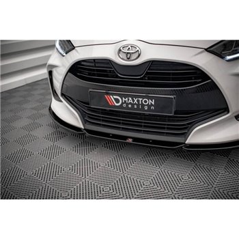 Maxton - Lame Du Pare-Chocs Avant V.1 + Ailerons Toyota Yaris Mk4 Noir Brillant