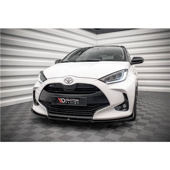 Maxton - Lame Du Pare-Chocs Avant V.1 + Ailerons Toyota Yaris Mk4 Noir Brillant