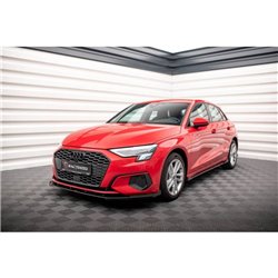 Maxton - Street Pro Lame Du Pare-Chocs Avant V.1 Audi A3 8Y Noir-Rouge + Rabats Brillant