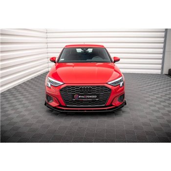 Maxton - Street Pro Lame Du Pare-Chocs Avant V.1 Audi A3 8Y Noir + Rabats Brillant 