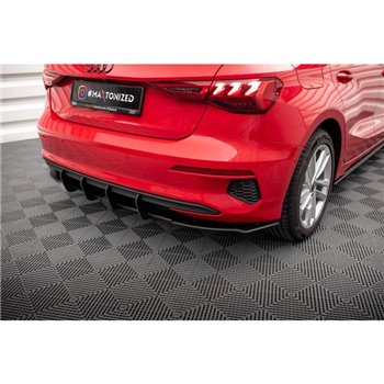 Maxton - Street Pro Central Diffuseur Arriere Audi A3 Sportback 8Y Noir-Rouge
