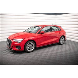 Maxton - Street Pro Rajouts Des Bas De Caisse Audi A3 8Y Noir-Rouge + Rabats Brillant