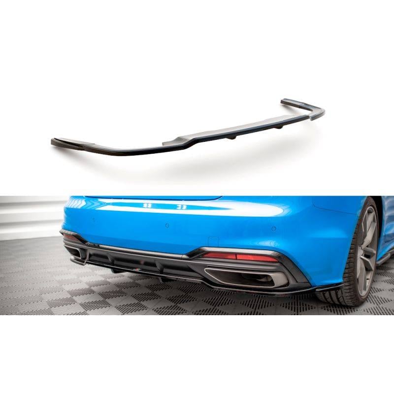 Maxton - Arriere Splitter (avec une barre verticale) Audi A5 S-Line F5 Facelift Noir Brillant