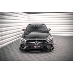 Maxton - Street Pro Lame Du Pare-Chocs Avant Mercedes A35 AMG / AMG-Line Aero Pack W177 Noir + Rabats Brillant