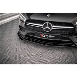 Maxton - Street Pro Lame Du Pare-Chocs Avant Mercedes A35 AMG / AMG-Line Aero Pack W177 Noir + Rabats Brillant