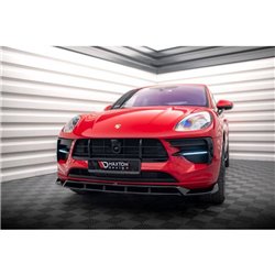 Maxton - Lame Du Pare-Chocs Avant V.2 Porsche Macan GTS / Sport Design Mk1 Facelift Noir Brillant