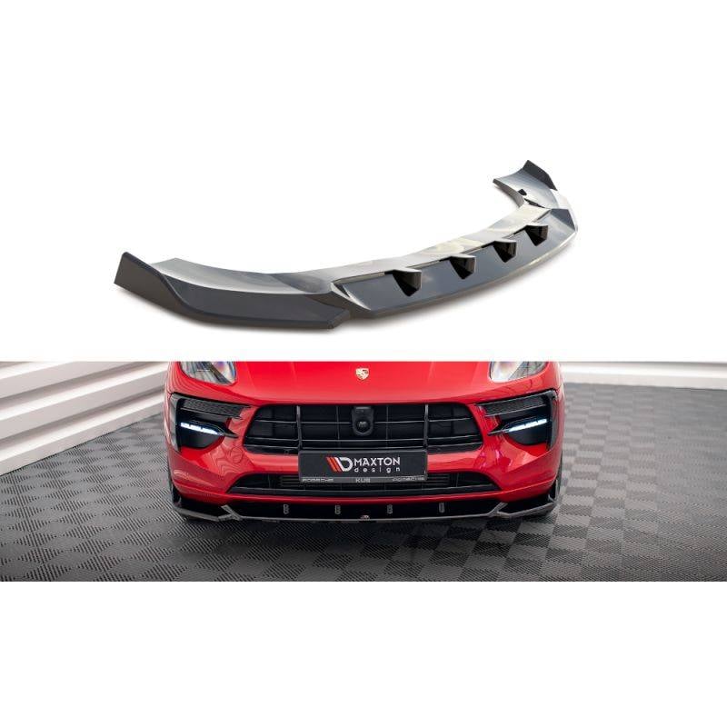Maxton - Lame Du Pare-Chocs Avant V.1 Porsche Macan GTS / Sport Design Mk1 Facelift Noir Brillant