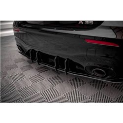 Maxton - Street Pro Diffuseur Arrière Complet Mercedes A35 AMG Hatchback Aero Pack W177 Noir + Rabats Brillant
