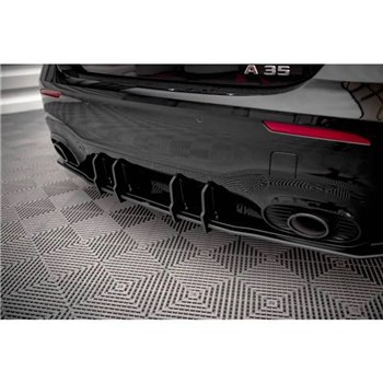 Maxton - Street Pro Central Diffuseur Arriere Mercedes A35 AMG Hatchback Aero Pack W177 Noir-Rouge