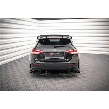 Maxton - Street Pro Diffuseur Arrière Complet Mercedes A35 AMG Hatchback Aero Pack W177 Noir-Rouge + Rabats Brillant