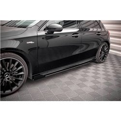 Maxton - Street Pro Rajouts Des Bas De Caisse Mercedes A35 AMG / AMG-Line Aero Pack W177 Noir + Rabats Brillant