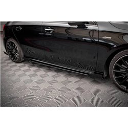 Maxton - Street Pro Rajouts Des Bas De Caisse Mercedes A35 AMG / AMG-Line Aero Pack W177 Noir-Rouge + Rabats Brillant