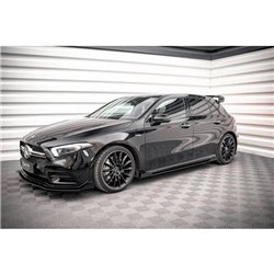 Maxton - Street Pro Rajouts Des Bas De Caisse Mercedes A35 AMG / AMG-Line Aero Pack W177 Noir-Rouge + Rabats Brillant