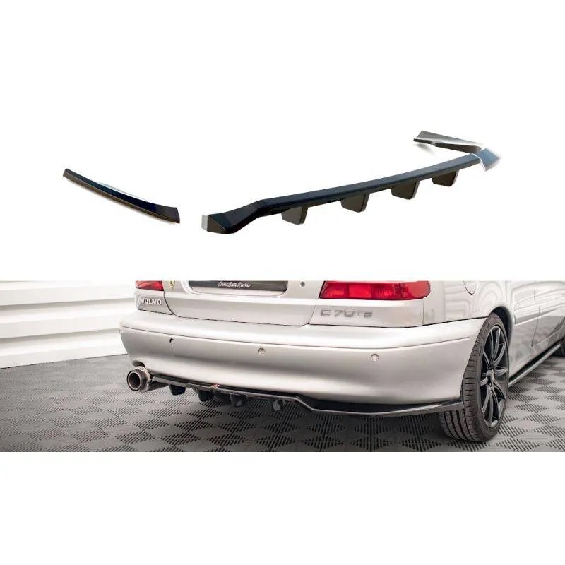 Maxton - Arriere Splitter (avec une barre verticale) Volvo C70 Mk1 Noir Brillant