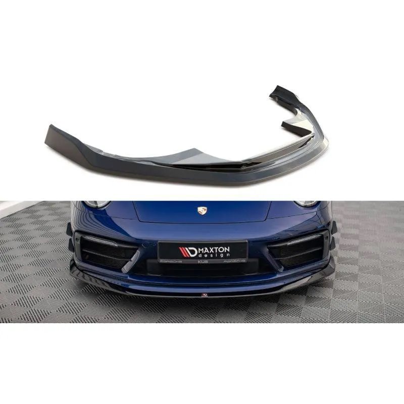 Maxton - Lame Du Pare-Chocs Avant V.2 Porsche 911 Carrera Aero / Carrera GTS 992 Noir Brillant