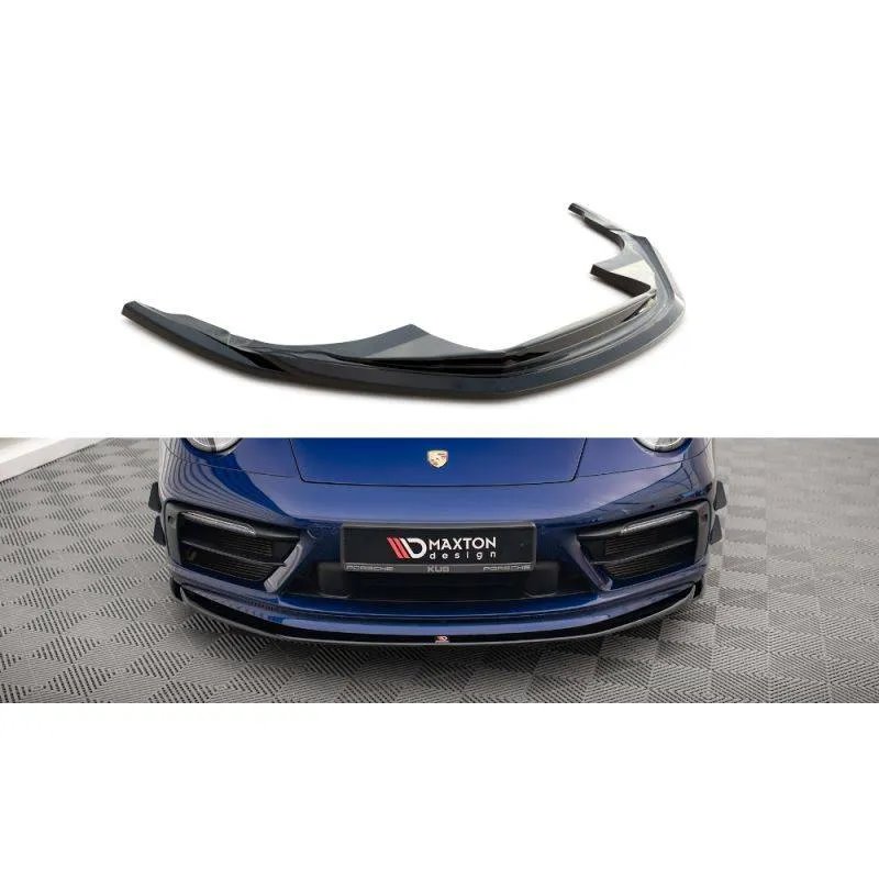 Maxton - Lame Du Pare-Chocs Avant V.1 Porsche 911 Carrera Aero / Carrera GTS 992 Noir Brillant
