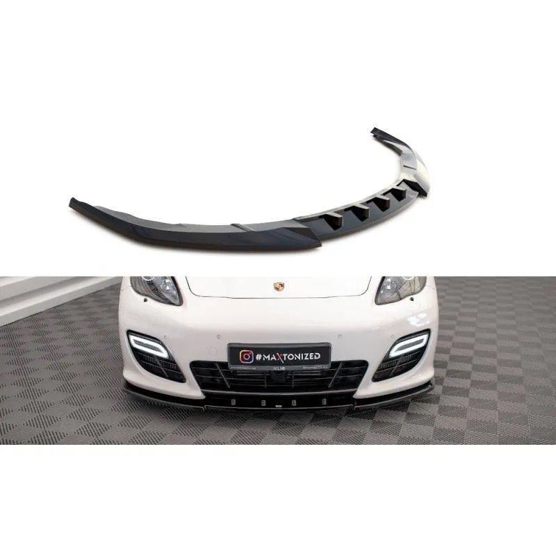 Maxton - Lame Du Pare-Chocs Avant V.1 Porsche Panamera Turbo Sport Design Package 970 Noir Brillant
