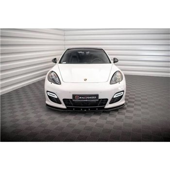 Maxton - Lame Du Pare-Chocs Avant V.1 Porsche Panamera Turbo Sport Design Package 970 Noir Brillant