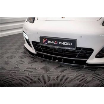 Maxton - Lame Du Pare-Chocs Avant V.1 Porsche Panamera Turbo Sport Design Package 970 Noir Brillant