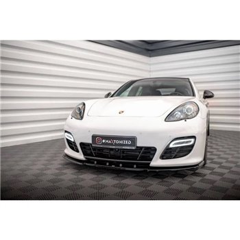 Maxton - Lame Du Pare-Chocs Avant V.1 Porsche Panamera Turbo Sport Design Package 970 Noir Brillant