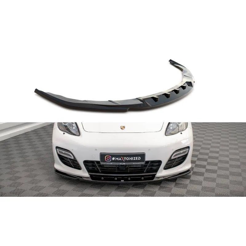 Maxton - Lame Du Pare-Chocs Avant V.2 Porsche Panamera Turbo Sport Design Package 970 Noir Brillant