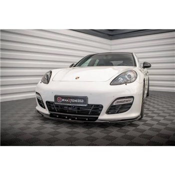 Maxton - Lame Du Pare-Chocs Avant V.2 Porsche Panamera Turbo Sport Design Package 970 Noir Brillant