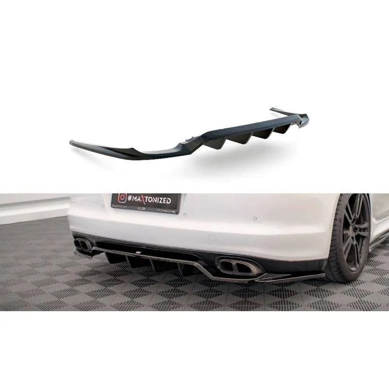 Maxton - Arriere Splitter (avec une barre verticale) Porsche Panamera Turbo 970 Noir Brillant