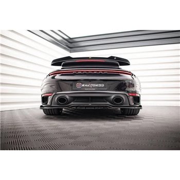 Maxton - Arriere Lame (avec une barre verticale) Porsche 911 Turbo S 992 Noir Brillant