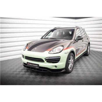 Maxton - Lame Du Pare-Chocs Avant Porsche Cayenne Turbo / Standard Mk2 Noir Brillant