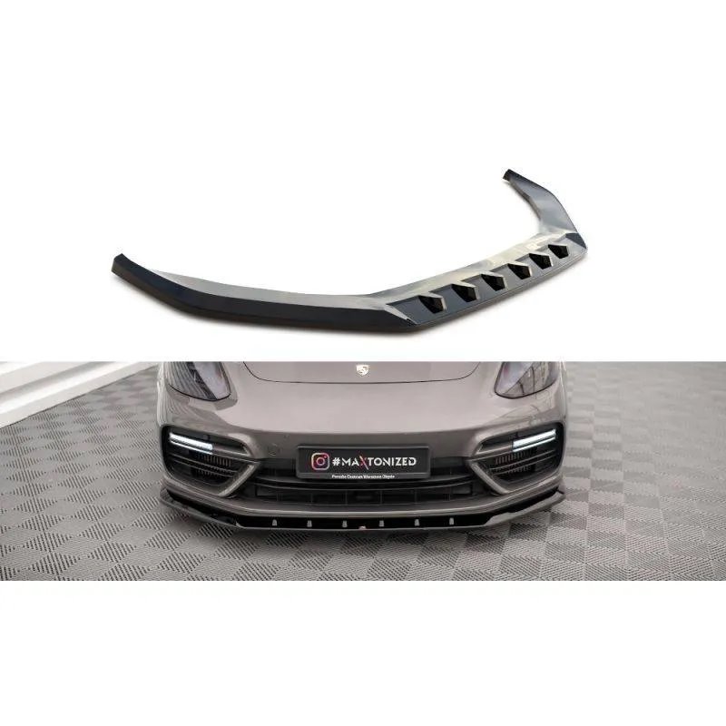 Maxton - Lame Du Pare-Chocs Avant V.1 Porsche Panamera Turbo S E-Hybrid Noir Brillant