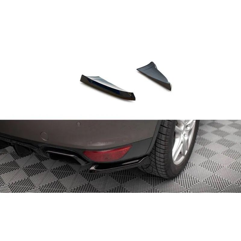Maxton - Lames De Pare-Chocs Arrière Latérales Porsche Cayenne Turbo / Standard Mk2 Noir Brillant