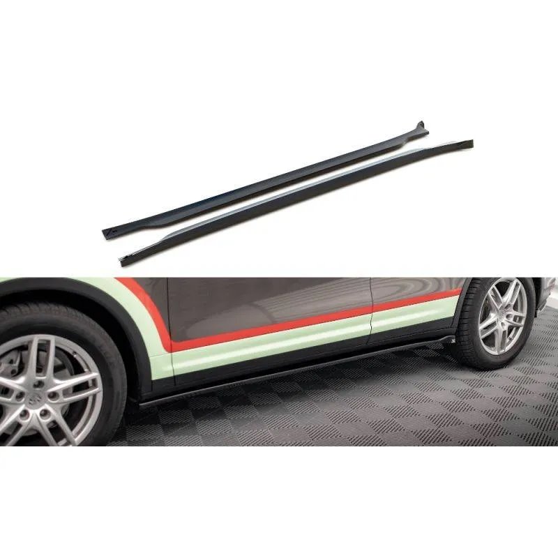 Maxton - Rajouts Des Bas De Caisse Porsche Cayenne Turbo / Standard Mk2 Noir Brillant