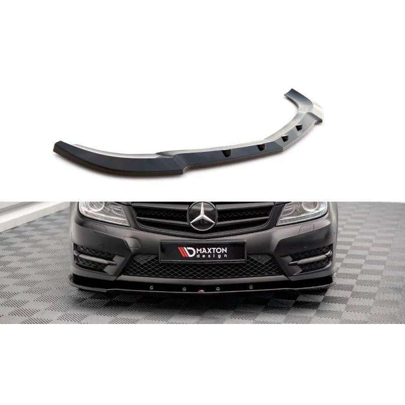 Maxton - Lame Du Pare-Chocs Avant V.2 Mercedes-Benz C Coupe / Sedan / Estate AMG-Line C204 / W204 Facelift / S204 Facelift Noir 