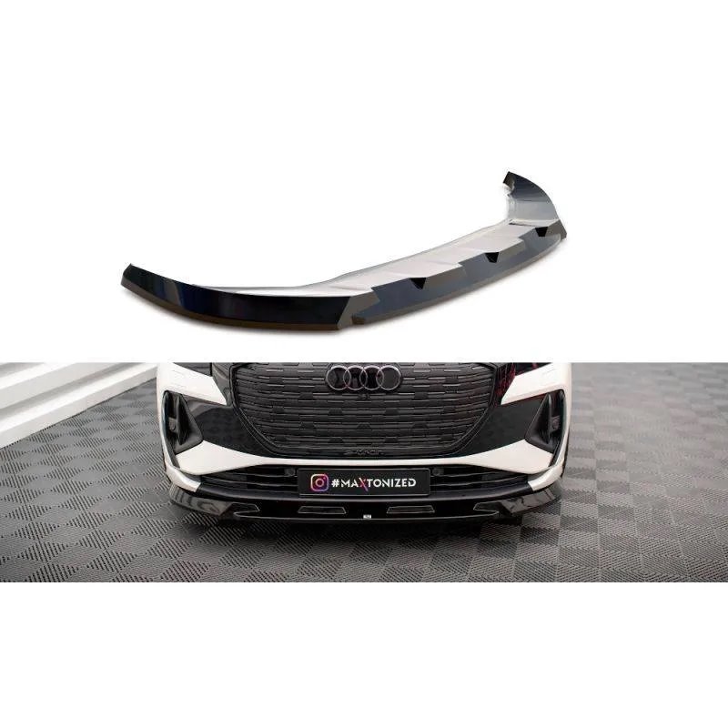 Maxton - Lame Du Pare-Chocs Avant V.1 Audi Q4 e-tron Sportback S-line Mk1 Noir Brillant
