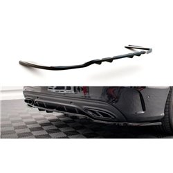Maxton - Arriere Splitter (avec une barre verticale) Mercedes-Benz C AMG-Line W205 Facelift Noir Brillant