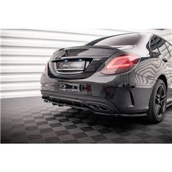 Maxton - Arriere Lame (avec une barre verticale) Mercedes-Benz C AMG-Line W205 Facelift Noir Brillant