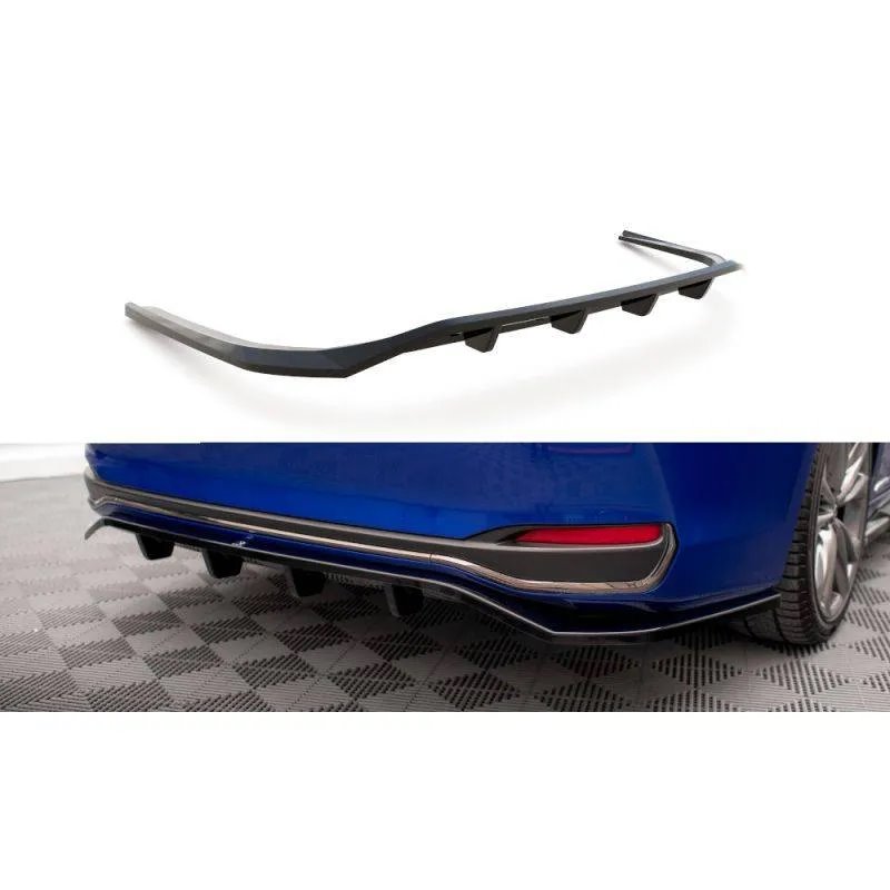 Maxton - Arriere Splitter (avec une barre verticale) Lexus ES F Sport Mk7 Noir Brillant