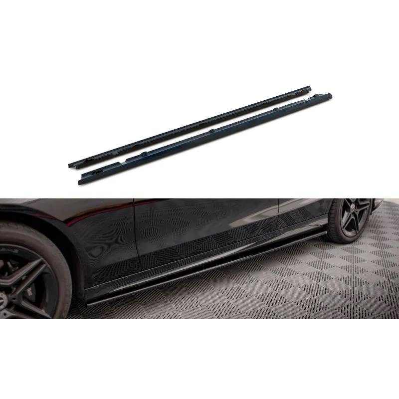 Maxton - Rajouts Des Bas De Caisse Mercedes-Benz C43 / C AMG-Line Sedan / Estate W205 / S205 Facelift Noir Brillant