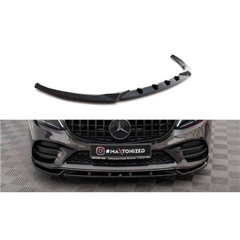 Maxton - Lame Du Pare-Chocs Avant V.2 Mercedes-Benz C AMG Line Sedan / Coupe / Estate W205 / C205 / S205 Facelift Noir Brillant