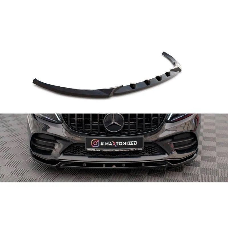 Maxton - Lame Du Pare-Chocs Avant V.2 Mercedes-Benz C AMG Line Sedan / Coupe / Estate W205 / C205 / S205 Facelift Noir Brillant