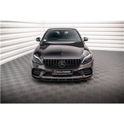 Maxton - Lame Du Pare-Chocs Avant V.2 Mercedes-Benz C AMG Line Sedan / Coupe / Estate W205 / C205 / S205 Facelift Noir Brillant