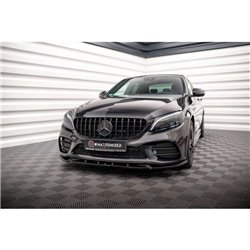Maxton - Lame Du Pare-Chocs Avant V.2 Mercedes-Benz C AMG Line Sedan / Coupe / Estate W205 / C205 / S205 Facelift Noir Brillant