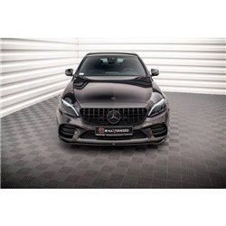 Maxton - Lame Du Pare-Chocs Avant V.1 Mercedes-Benz C AMG Line Sedan / Coupe / Estate W205 / C205 / S205 Facelift Noir Brillant