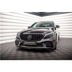 Maxton - Lame Du Pare-Chocs Avant V.1 Mercedes-Benz C AMG Line Sedan / Coupe / Estate W205 / C205 / S205 Facelift Noir Brillant