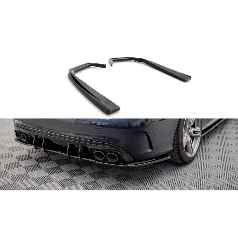 Maxton - Lames De Pare-Chocs Arrière Latérales Mercedes-AMG C 43 Sedan W205 Facelift Noir Brillant