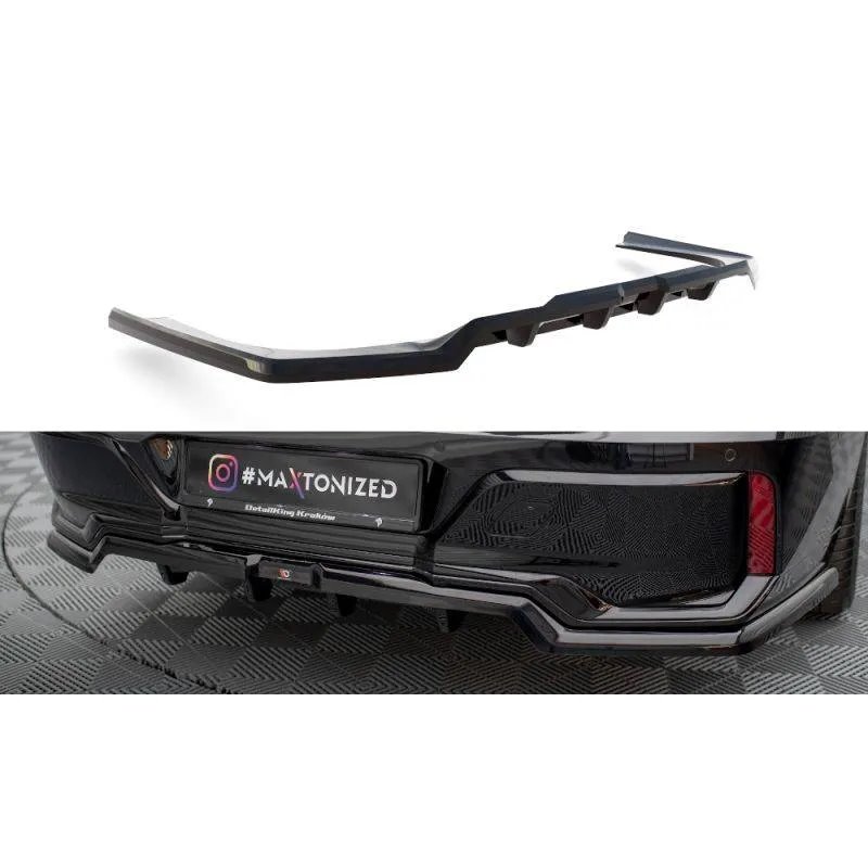 Maxton - Arriere Splitter (avec une barre verticale) BMW 7 M-Pack G70 Noir Brillant