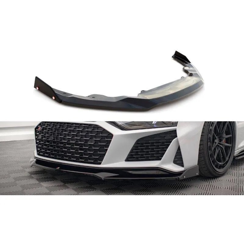 Maxton - Lame Du Pare-Chocs Avant V.3 + Ailerons Audi R8 Mk2 Facelift Noir Brillant