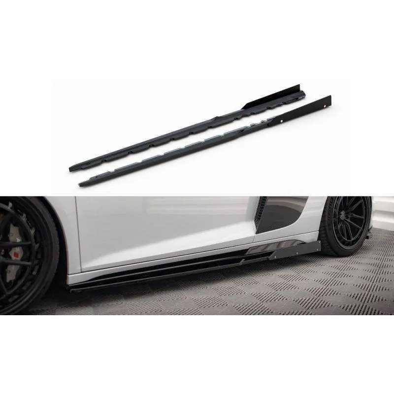 Maxton - Rajouts Des Bas De Caisse V.2 + Ailerons Audi R8 Mk2 Facelift Noir Brillant