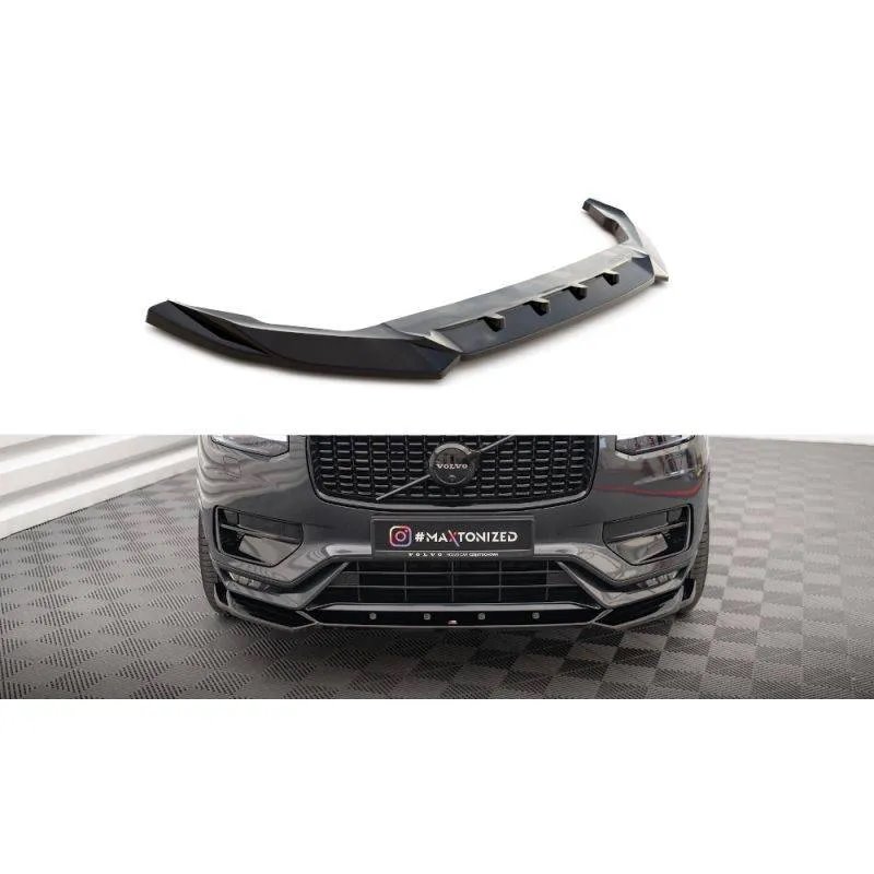 Maxton - Lame Du Pare-Chocs Avant V.1 Volvo XC90 R-Design Mk2 Facelift Noir Brillant